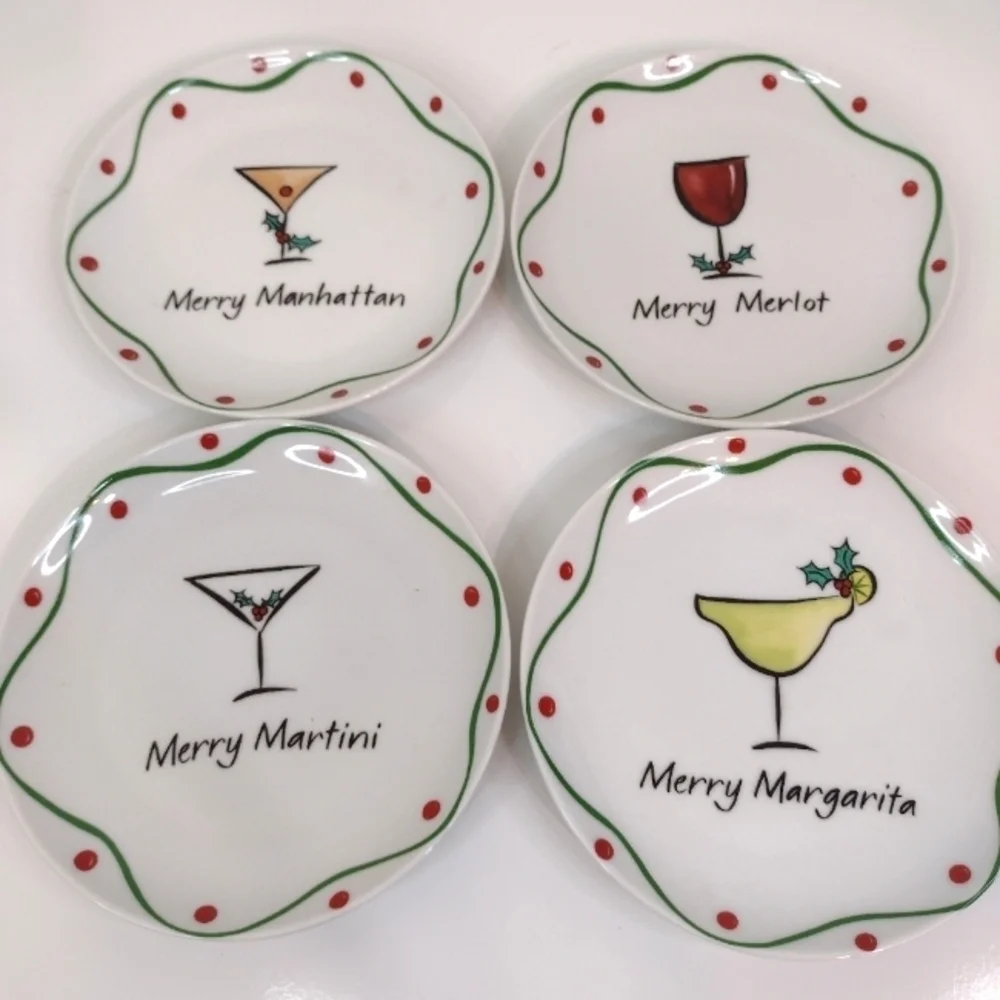 Whimsy Wear Marry Sloshmast! Set of 4 porcelain plates
